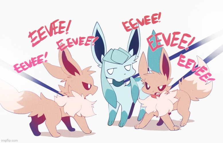 When Dankly meets another Eevee. | image tagged in eevee,glaceon,frost | made w/ Imgflip meme maker