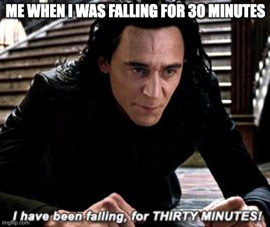 relatable? | ME WHEN I WAS FALLING FOR 30 MINUTES | image tagged in i have been falling for 30 minutes | made w/ Imgflip meme maker