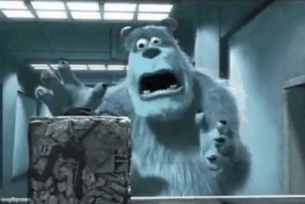 Sully finds the cube | image tagged in sully finds the cube | made w/ Imgflip meme maker