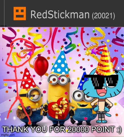 Thank you for 20000 point | THANK YOU FOR 20000 POINT :) | image tagged in minions birthday party,thank you,20000 points | made w/ Imgflip meme maker