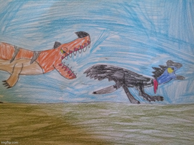 Ovi getting chased by a ceratosaurus | made w/ Imgflip meme maker