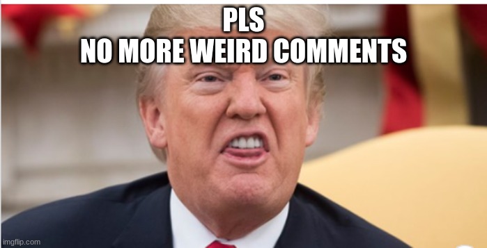 no, more | PLS
NO MORE WEIRD COMMENTS | image tagged in whimpering trump,funny,funny memes,relatable memes,pls | made w/ Imgflip meme maker