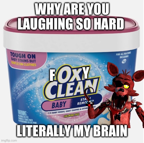 Foxy Friday memes | WHY ARE YOU LAUGHING SO HARD; Y; F; LITERALLY MY BRAIN | image tagged in foxy | made w/ Imgflip meme maker
