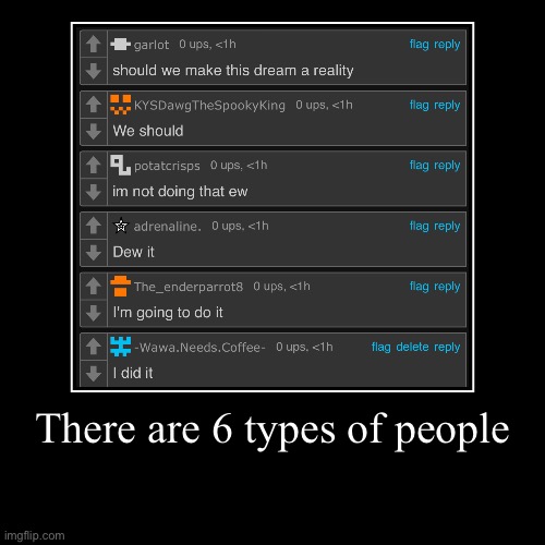 There are 6 types of people | | image tagged in funny,demotivationals | made w/ Imgflip demotivational maker