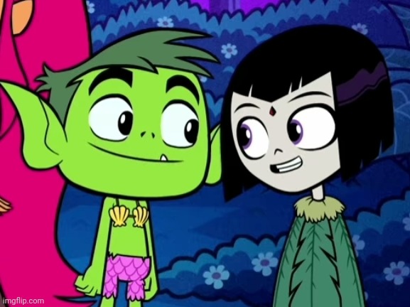 image tagged in raven and beast boy in island | made w/ Imgflip meme maker