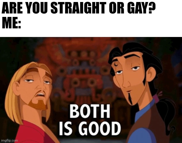 All of the above | ARE YOU STRAIGHT OR GAY?
ME: | image tagged in both is good | made w/ Imgflip meme maker