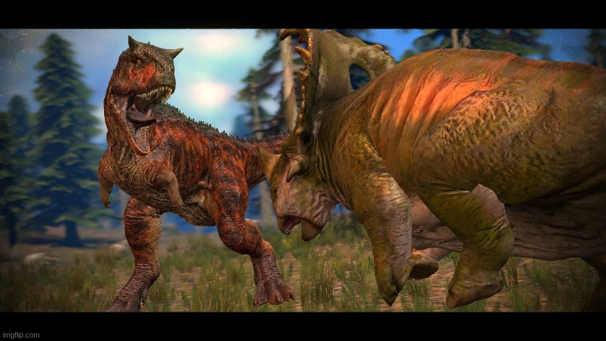Sinoceratops Vs. Carnotaurus (Gmod poster by TREX096) | made w/ Imgflip meme maker
