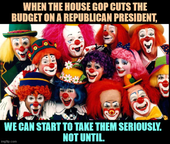 WHEN THE HOUSE GOP CUTS THE BUDGET ON A REPUBLICAN PRESIDENT, WE CAN START TO TAKE THEM SERIOUSLY. 
NOT UNTIL. | image tagged in maga,congress,republicans,budget,spending | made w/ Imgflip meme maker