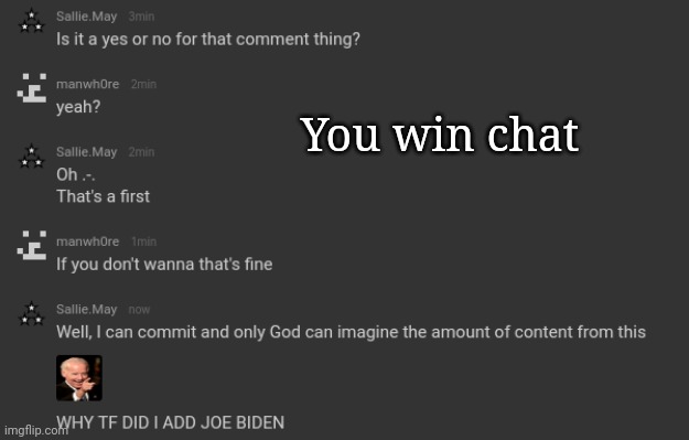 You win chat | made w/ Imgflip meme maker