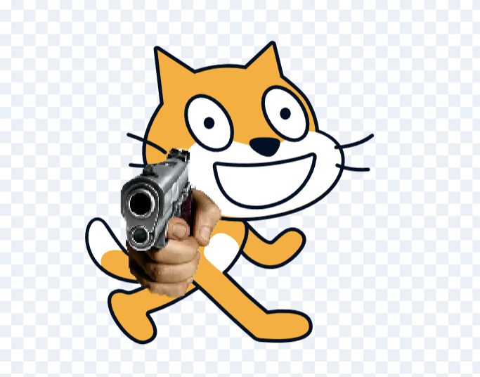 High Quality scratch cat has a gun Blank Meme Template