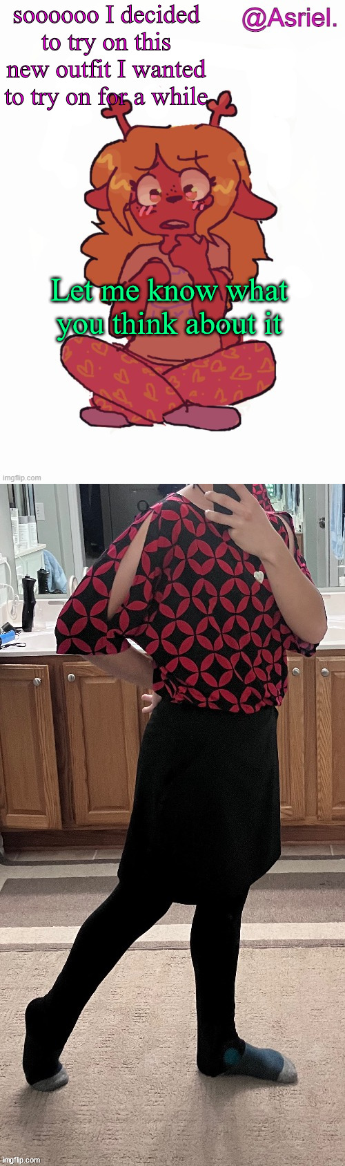 Yeah I'm changing my IRL name to Noelle or Roxy (Also, never posting this into MSMG lmao) | soooooo I decided to try on this new outfit I wanted to try on for a while; Let me know what you think about it | image tagged in asriel's other noelle temp | made w/ Imgflip meme maker