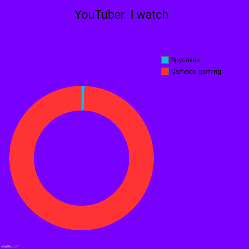 YouTuber  I watch  | Camodo gaming , Spycakes | image tagged in charts,donut charts | made w/ Imgflip chart maker