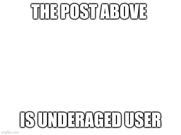 THE POST ABOVE; IS UNDERAGED USER | made w/ Imgflip meme maker