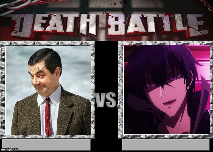 Mr. Bean Vs Anos Voldigoad | image tagged in death battle template | made w/ Imgflip meme maker