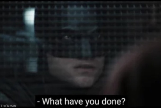 The Batman What have you done? | image tagged in the batman what have you done | made w/ Imgflip meme maker