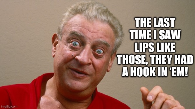 Rodney Dangerfield | THE LAST TIME I SAW LIPS LIKE THOSE, THEY HAD A HOOK IN ‘EM! | image tagged in rodney dangerfield | made w/ Imgflip meme maker