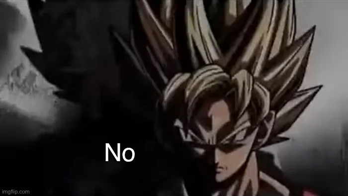 Goku Staring | No | image tagged in goku staring | made w/ Imgflip meme maker