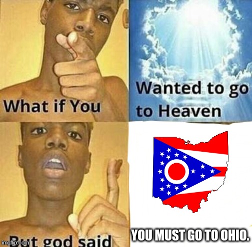 What if you wanted to go to Heaven | YOU MUST GO TO OHIO. | image tagged in what if you wanted to go to heaven | made w/ Imgflip meme maker