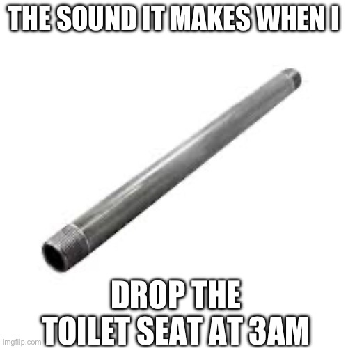 Now all of china knows your here | THE SOUND IT MAKES WHEN I; DROP THE TOILET SEAT AT 3AM | image tagged in metal pipe | made w/ Imgflip meme maker