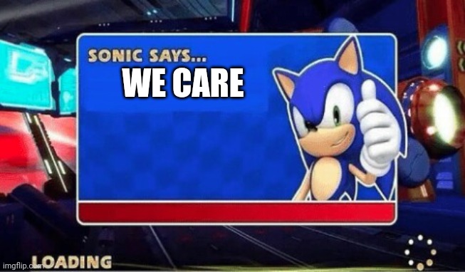 Sonic Says | WE CARE | image tagged in sonic says | made w/ Imgflip meme maker