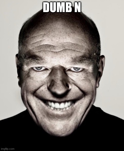 Creepy hank smiling | DUMB N | image tagged in creepy hank smiling | made w/ Imgflip meme maker