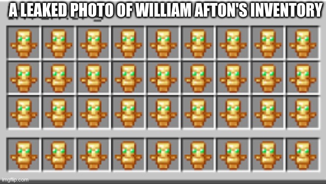 A LEAKED PHOTO OF WILLIAM AFTON'S INVENTORY | image tagged in fnaf | made w/ Imgflip meme maker
