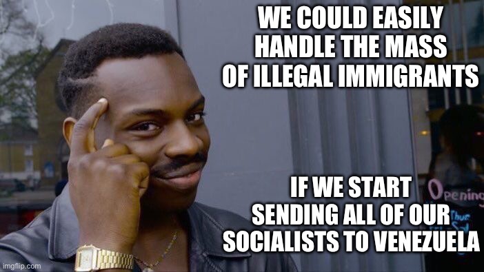 San Diego 1.3 million. Good start. | WE COULD EASILY HANDLE THE MASS OF ILLEGAL IMMIGRANTS; IF WE START SENDING ALL OF OUR SOCIALISTS TO VENEZUELA | image tagged in roll safe think about it,funny memes,illegal immigration,communist socialist,liberal hypocrisy,government corruption | made w/ Imgflip meme maker
