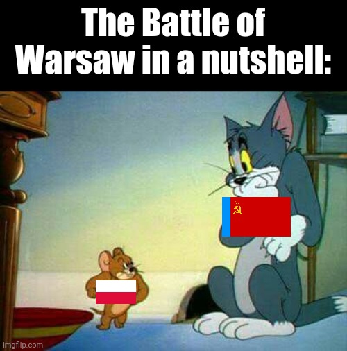 ⠀⠀⠀⠀⠀⠀⠀⠀⠀⠀⠀⠀⠀⠀⠀⠀⠀⠀⠀⠀⠀⠀⠀⠀⠀⠀⠀⠀⠀⠀⠀⠀⠀⠀⠀⠀⠀⠀⠀⠀⠀⠀⠀⠀⠀⠀⠀⠀⠀⠀⠀⠀ | The Battle of Warsaw in a nutshell: | image tagged in tom scared of jerry | made w/ Imgflip meme maker