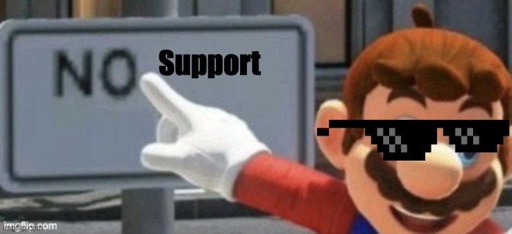 Mario Ends Your Life Support | Support | image tagged in mario no sign | made w/ Imgflip meme maker