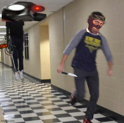 POV: ur a spy main in TF2 | image tagged in floating boy chasing running boy,funny | made w/ Imgflip meme maker