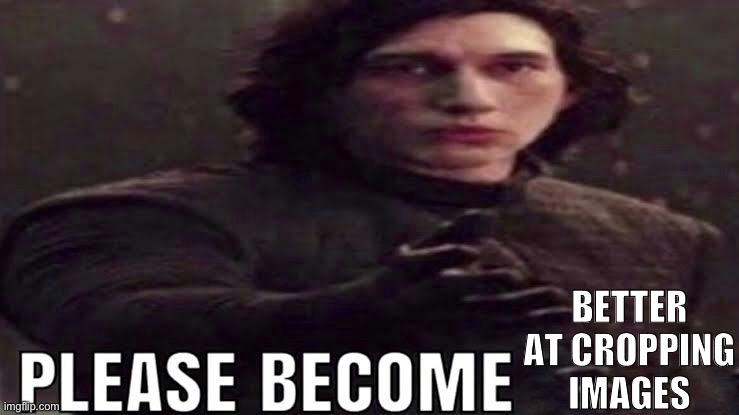 Please become | BETTER AT CROPPING IMAGES | image tagged in please become | made w/ Imgflip meme maker