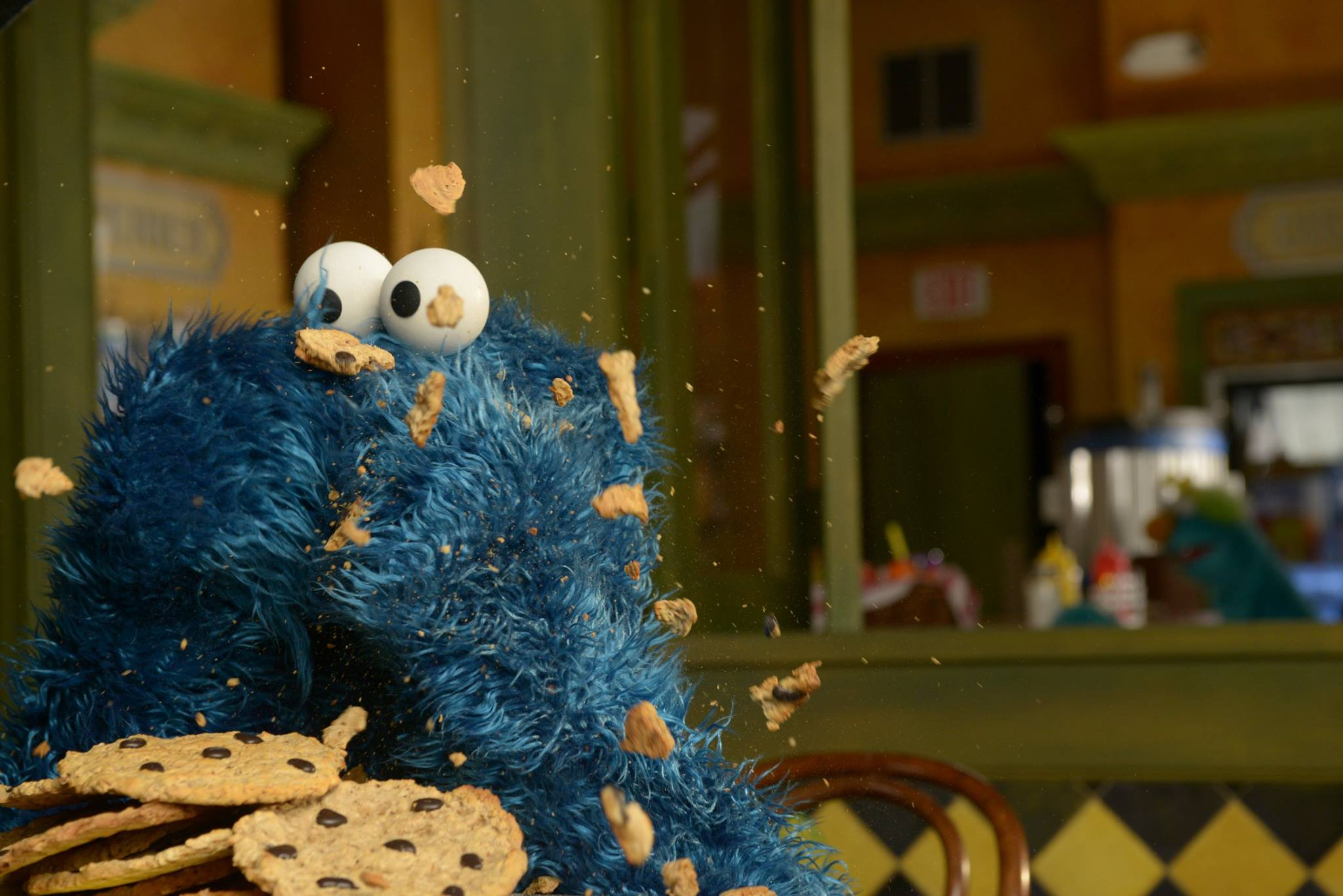 High Quality Cookie Monster Eating Cookies Blank Meme Template