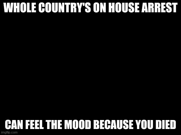 FACE DOWN ON A SUICIDE | WHOLE COUNTRY'S ON HOUSE ARREST; CAN FEEL THE MOOD BECAUSE YOU DIED | image tagged in h | made w/ Imgflip meme maker
