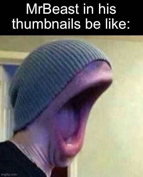 frfr | MrBeast in his thumbnails be like: | image tagged in yawn,mrbeast,screaming | made w/ Imgflip meme maker