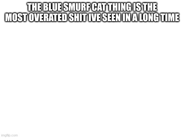 i dont care what yall say. overated meme. | THE BLUE SMURF CAT THING IS THE MOST OVERATED SHIT IVE SEEN IN A LONG TIME | image tagged in oh wow are you actually reading these tags | made w/ Imgflip meme maker