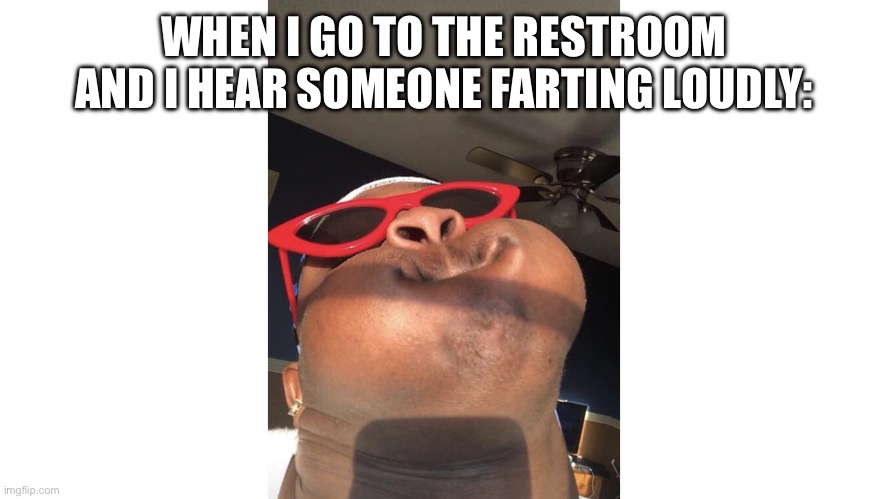 Holding my laugh be like: | WHEN I GO TO THE RESTROOM AND I HEAR SOMEONE FARTING LOUDLY: | image tagged in holding my laugh like,funny memes | made w/ Imgflip meme maker