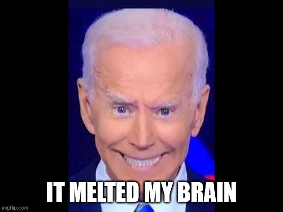 Joe Biden's Melting Brain | IT MELTED MY BRAIN | image tagged in joe biden's melting brain | made w/ Imgflip meme maker