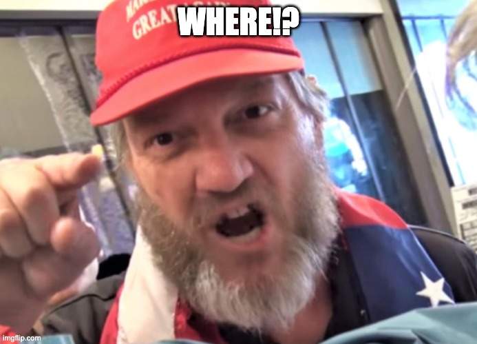 Angry Trumper MAGA White Supremacist | WHERE!? | image tagged in angry trumper maga white supremacist | made w/ Imgflip meme maker