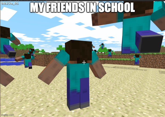 my friends at school | MY FRIENDS IN SCHOOL | image tagged in wat da hell minecraft | made w/ Imgflip meme maker