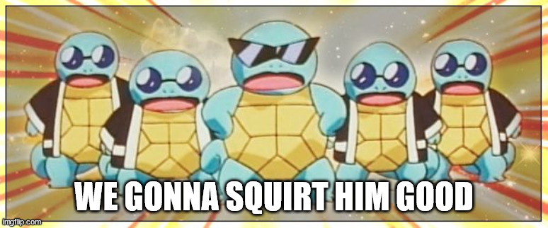 Squirtle Squad | WE GONNA SQUIRT HIM GOOD | image tagged in squirtle squad | made w/ Imgflip meme maker