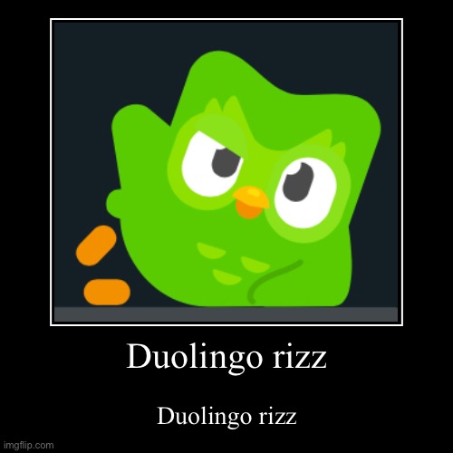 Real | Duolingo rizz | Duolingo rizz | image tagged in funny,demotivationals | made w/ Imgflip demotivational maker