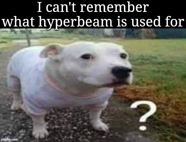 Dog question mark | I can't remember what hyperbeam is used for | image tagged in dog question mark | made w/ Imgflip meme maker