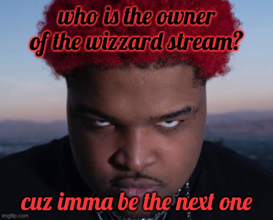 bro thinks he is him | who is the owner of the wizzard stream? cuz imma be the next one | image tagged in bro thinks he is him | made w/ Imgflip meme maker