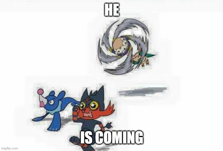 Escape from Rowlett | HE; IS COMING | image tagged in escape from rowlett | made w/ Imgflip meme maker