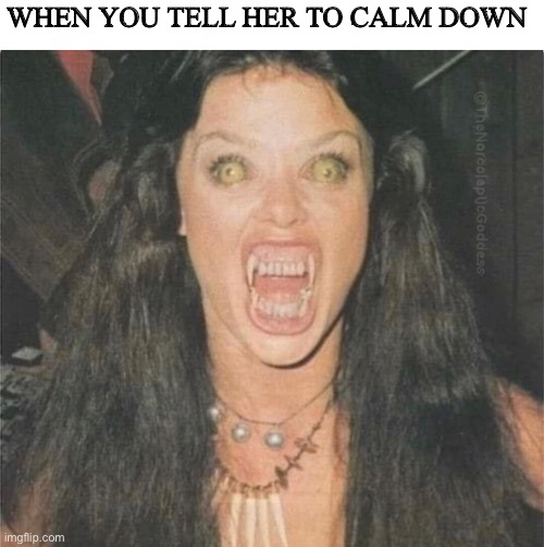 WHEN YOU TELL HER TO CALM DOWN | image tagged in man problems | made w/ Imgflip meme maker