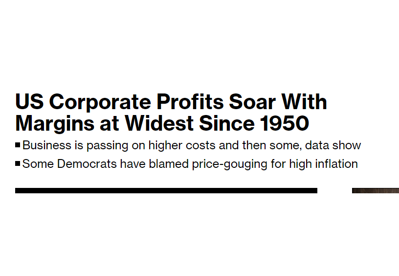 Bloomberg hdline - Corp't profits soar w/70 yrs widest margins Blank Meme Template