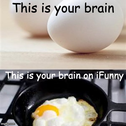 this is your brain on ifunny | This is your brain; This is your brain on iFunny | image tagged in brain brain on drugs egg | made w/ Imgflip meme maker