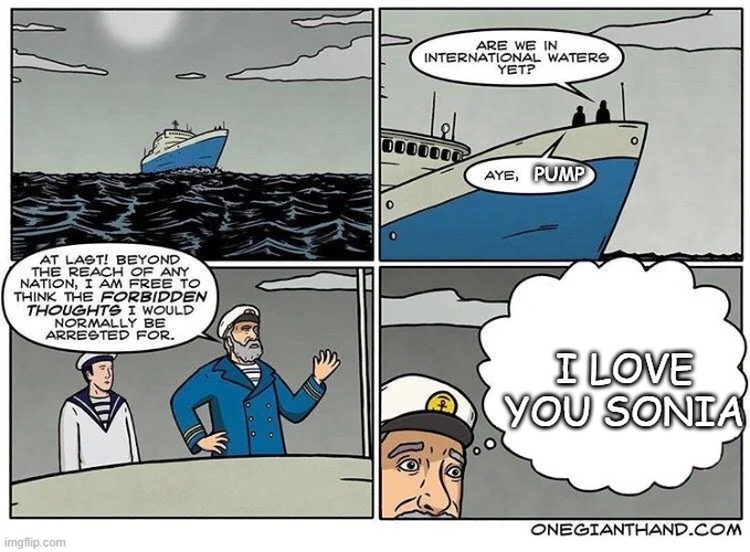 Forbidden Thoughts | PUMP; I LOVE YOU SONIA | image tagged in forbidden thoughts | made w/ Imgflip meme maker
