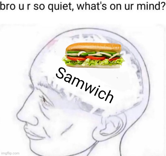 Bro you're so quiet | Samwich | image tagged in bro you're so quiet | made w/ Imgflip meme maker