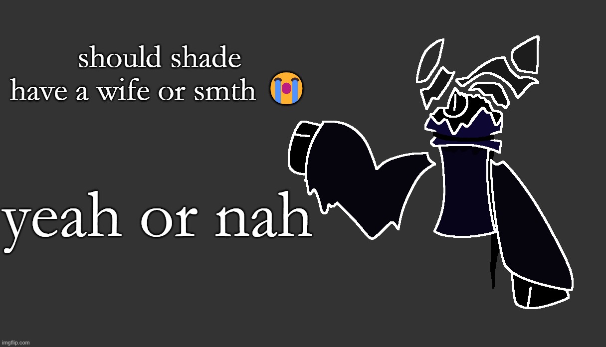 should shade have a wife or smth 😭; yeah or nah | made w/ Imgflip meme maker